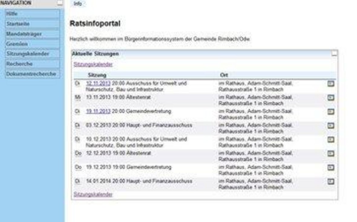 Screenshot Ratsinfoportal